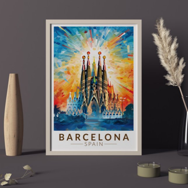 Poster Barcelone Espagne La Sagrada Familia Travel Art (Créateur téléchargé)