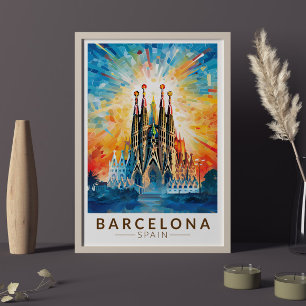 Poster Barcelone Espagne La Sagrada Familia Voyage Art