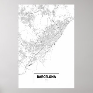 Poster Barcelone, Espagne (noir sur blanc)