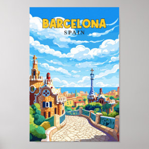 Poster Barcelone Espagne Travel Art Vintage
