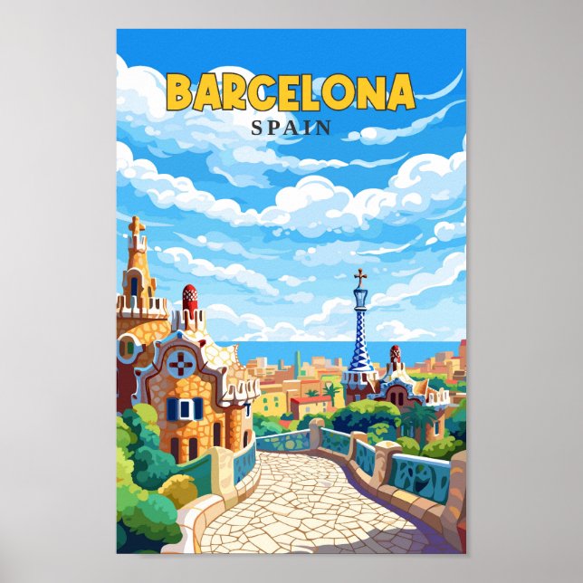 Poster Barcelone Espagne Travel Art Vintage (Devant)