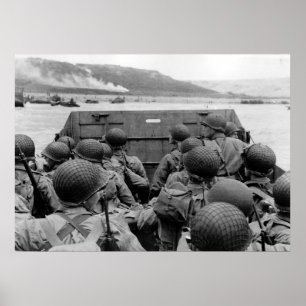 Poster barge d'atterrissage LCVP approchant la plage d'Om
