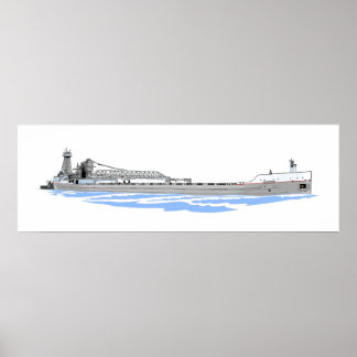 Poster barge des Grands Lacs Menominee et remorqueur Oliv