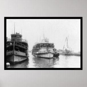 Poster Barge transportant des immigrants à Ellis Island,