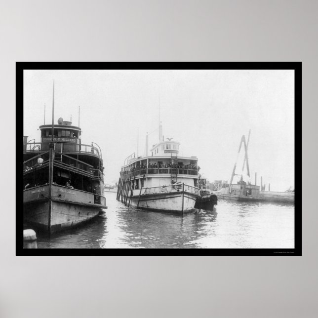 Poster Barge transportant des immigrants à Ellis Island,  (Devant)