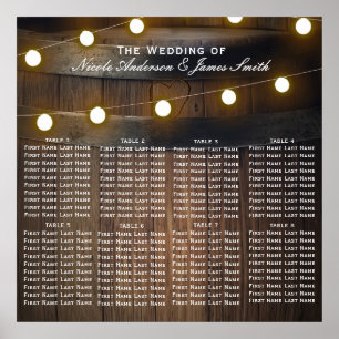 Poster Baril en bois Lights Rustic Mariage Sièges Graphiq