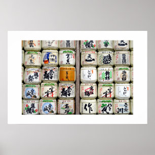 Poster Barils de saké du sanctuaire d'Ise : Japon