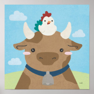 Poster Barn Buddies - Cow & Chick