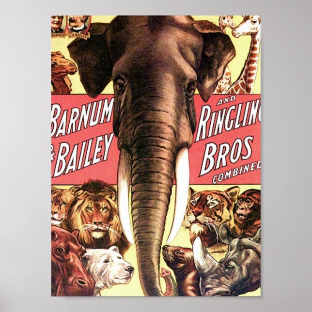 Poster Barnum & Bailey et Bros à anneaux combinés - Eleph (Devant)