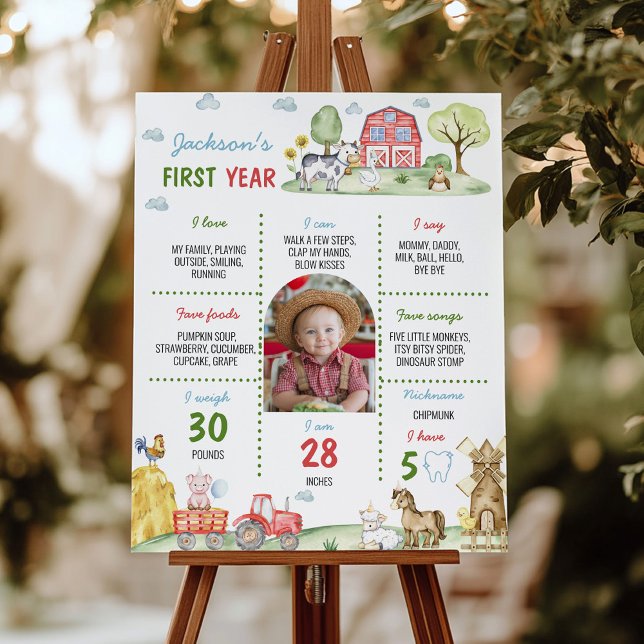 Poster Barnyard Animal Première année Photo Milestone Pos (Créateur téléchargé)