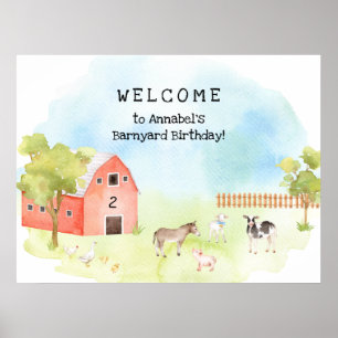 Poster Barnyard Anniversaire fête bébé animal signe d'acc