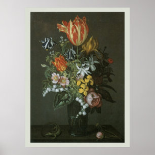 Poster Baroque Ancien, Nature Morte Florale Fleurs dans u