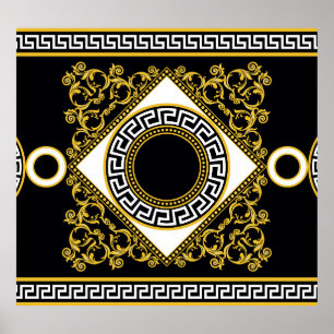 Poster Baroque d'or : frontière noire grecque