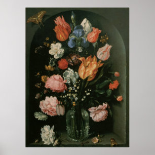 Poster Baroque floral Vintage, Vase des fleurs dans une n