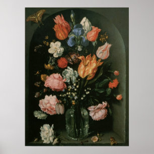 Poster Baroque floral Vintage, Vase des fleurs dans une n