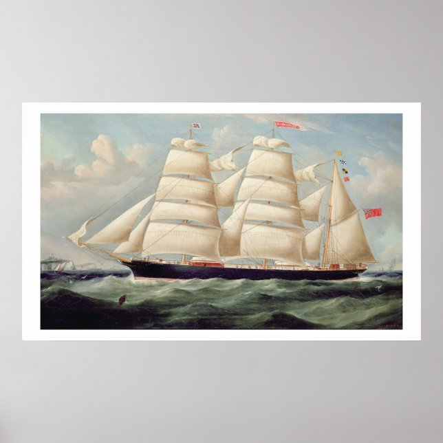 Poster Barque Clipper 'Clendovey' (huile sur toile) (Devant)