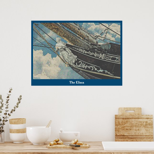 Poster Barque Elissa Figurhead (Cuisine)
