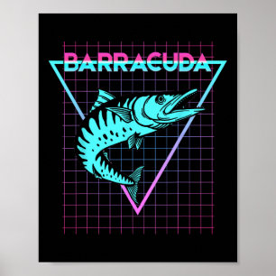 Poster Barracuda Poisson Pêche Esthétique Rétro Barracuda