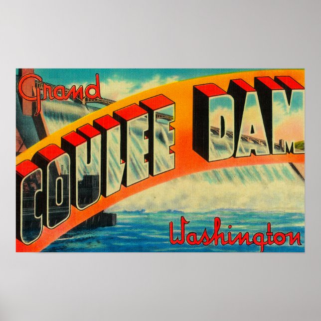 Poster Barrage de Grand Coulee, Washington (Devant)