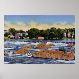 Poster Barrage et automnes de Lowell le Massachusetts