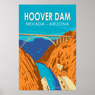 Poster Barrage Hoover Arizona Nevada Illustration Art de 