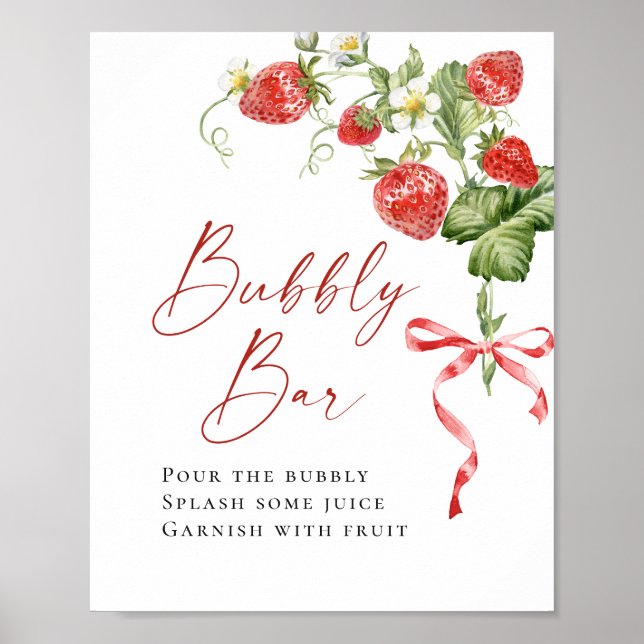 Poster Barre à bulles de fraises à l'aquarelle tendance (Devant)
