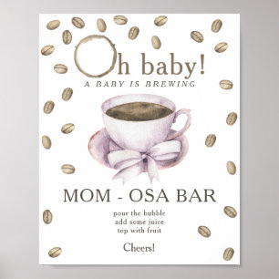 Poster Barre à Momosa pour baby shower avec préparation d