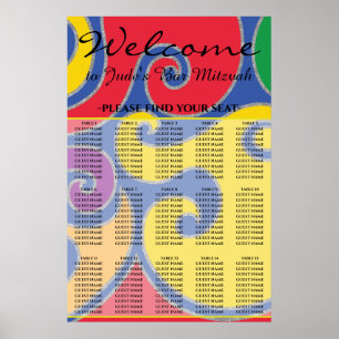 Poster Barre BM & Bat mitzvah Flèches colorées Diagramme 