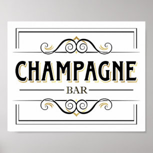 Poster BARRE CHAMPAGNE D'OR vintage SIGNE Imprimer