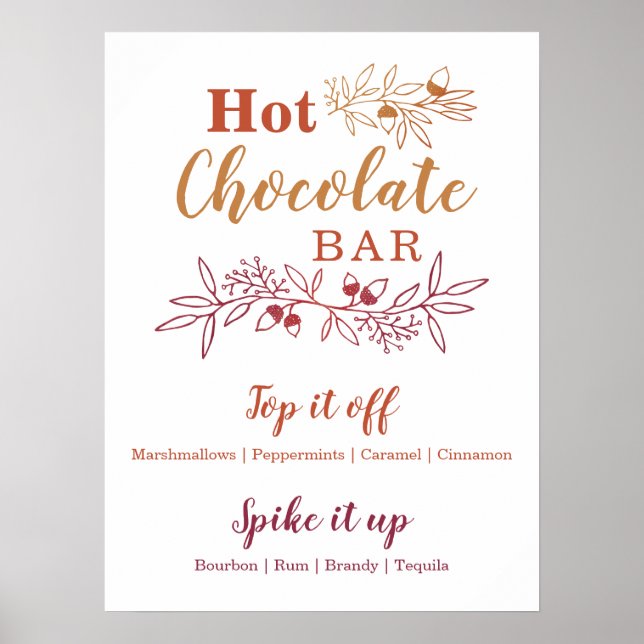 Poster Barre Chocolat Chaud Menu Mariage (Devant)
