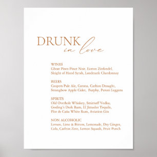 Poster Barre d'amour moderne Drunt In Love Menu Mariage S