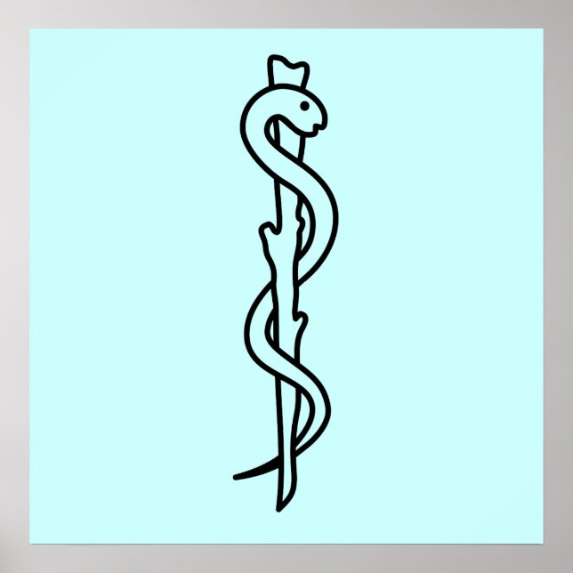 Poster Barre d'Asclepius [symbole médical] (Devant)