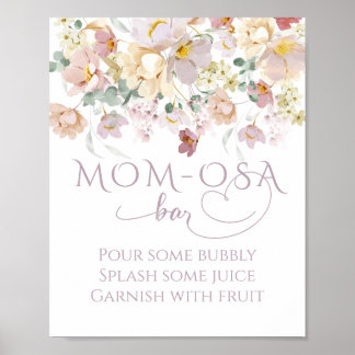 Poster Barre de Baby shower de Fleur sauvage de printemps
