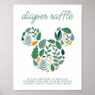 Poster Barre de Baby shower de la souris Mickey Botanique