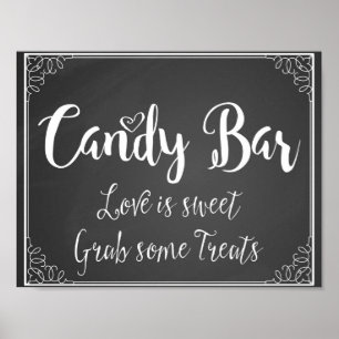 Poster Barre de bonbons Chalkboard mariage ou imprimé de 