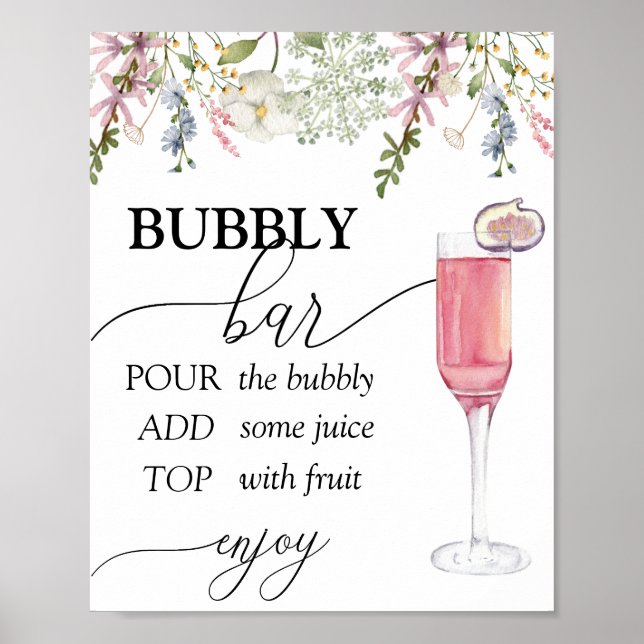 Poster Barre de bulles | Fleur sauvage chic (Devant)