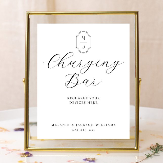 Poster Barre de charge Script et monogramme minimal éléga (Créateur téléchargé)