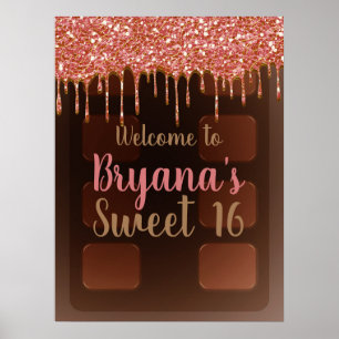 Poster Barre de chocolat à la lueur rose Drip Bonbons Swe