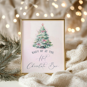 Poster Barre de chocolat chaud à l'arbre de Noël rose aqu