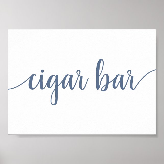 Poster Barre de cigares simple | Dusty Blue Any Event Sig (Devant)