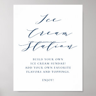 Poster Barre de crème de Mariage bleu marine