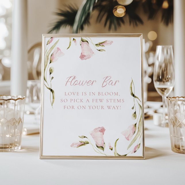 Poster Barre de fleurs de Fête des mariées d'aquarelle tr (Créateur téléchargé)
