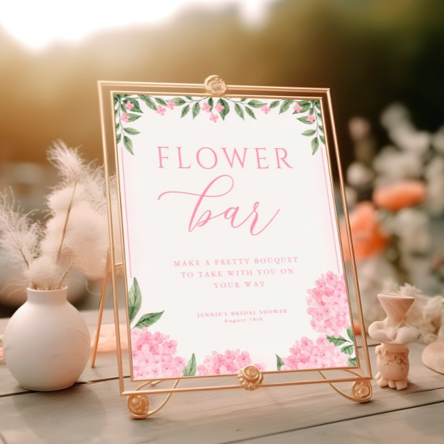 Poster Barre de fleurs de Fête des mariées rose Hydrangea (Créateur téléchargé)