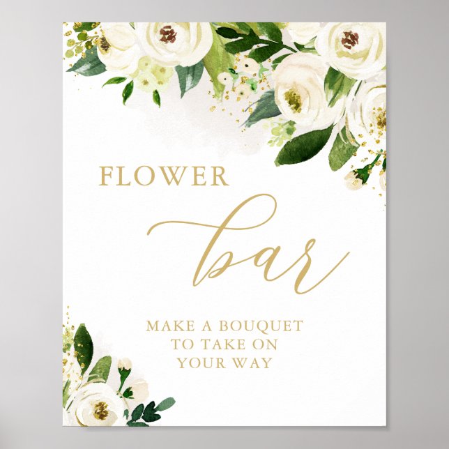 Poster Barre de fleurs Fête des mariées Florale blanche e (Devant)