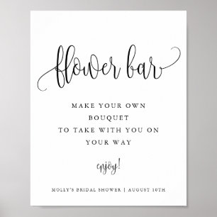 Poster Barre de fleurs, Script de calligraphie minimalist