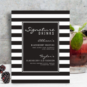 Poster Barre de Mariage de boissons noire et blanche