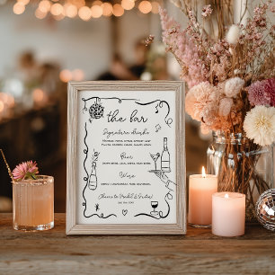 Poster Barre de Mariage irrégulière, noir et blanc