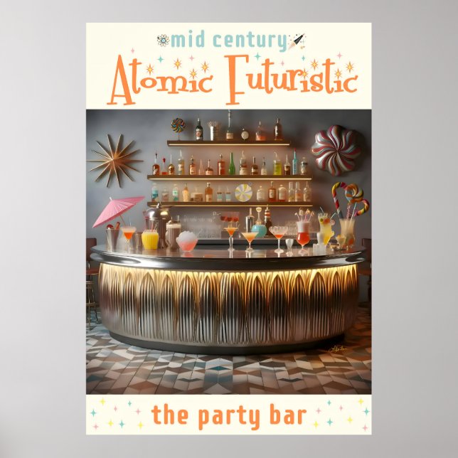 Poster Barre de parti futuriste atomique du milieu du siè (Devant)