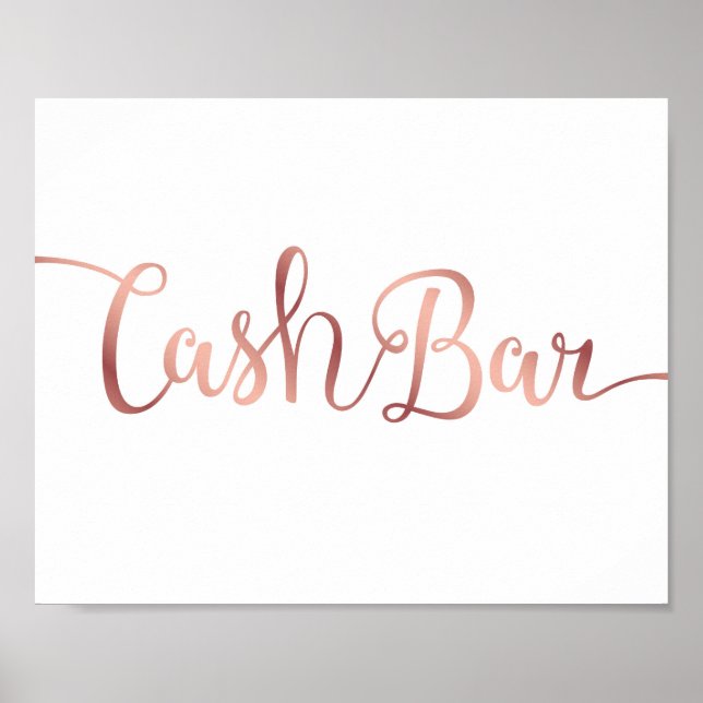 Poster BARRE EN ESPÈCES Or Rose Chic Signer Imprimer (Devant)