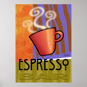 Poster Barre Espresso orange vert olive lilas